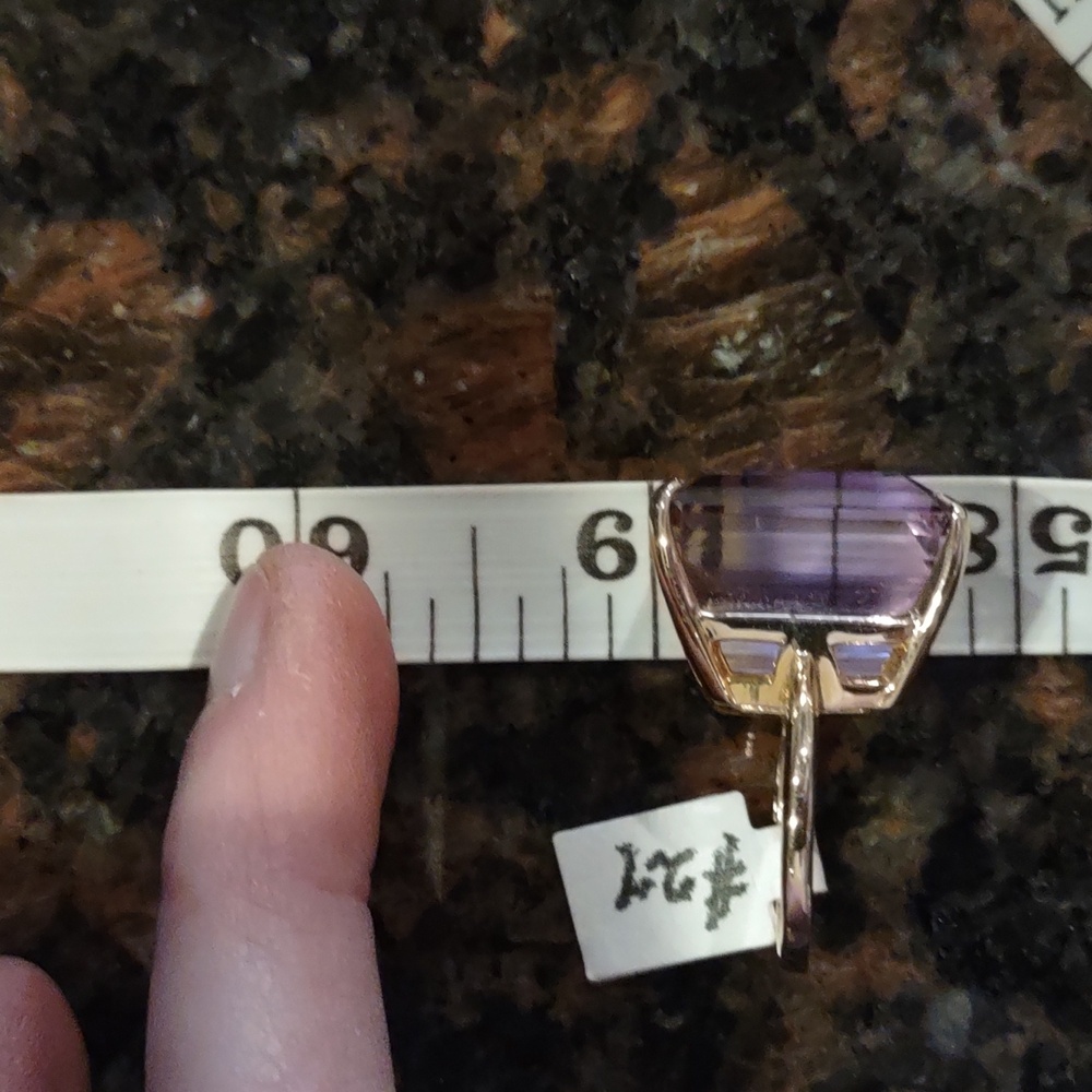 Ametrine ring 14kt yellow gold Large Statement Ring - Picture 4 of 17